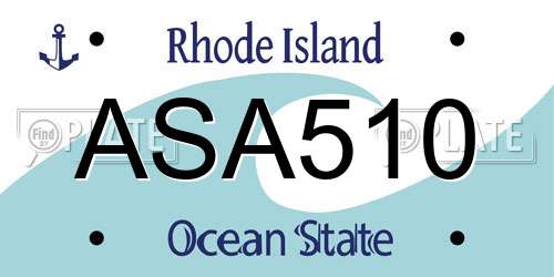 ASA510 Rhode Island License Plate
