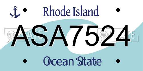 ASA7524 Rhode Island License Plate