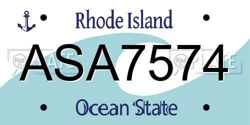 ASA7574 Rhode Island License Plate