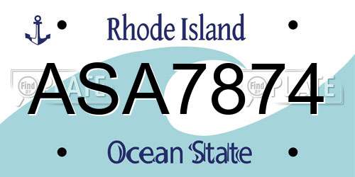 ASA7874 Rhode Island License Plate