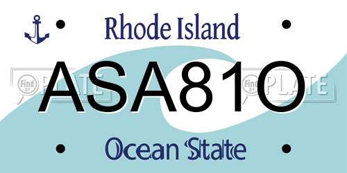ASA81O Rhode Island License Plate