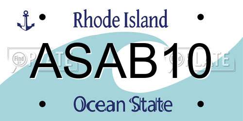 ASAB10 Rhode Island License Plate