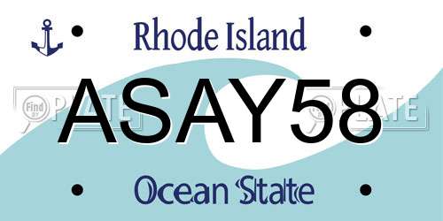 ASAY58 Rhode Island License Plate