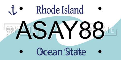 ASAY88 Rhode Island License Plate