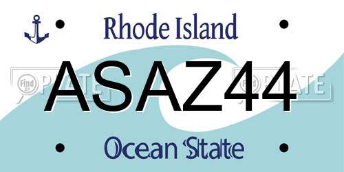 ASAZ44 Rhode Island License Plate