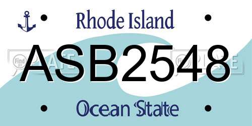 ASB2548 Rhode Island License Plate
