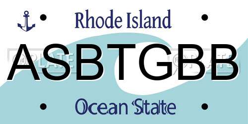 ASBTGBB Rhode Island License Plate