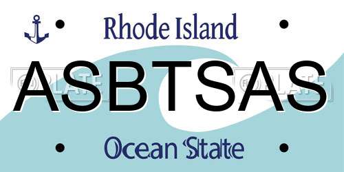 ASBTSAS Rhode Island License Plate