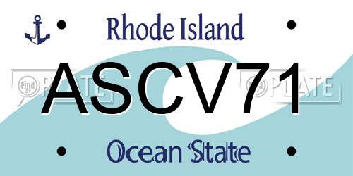 ASCV71 Rhode Island License Plate