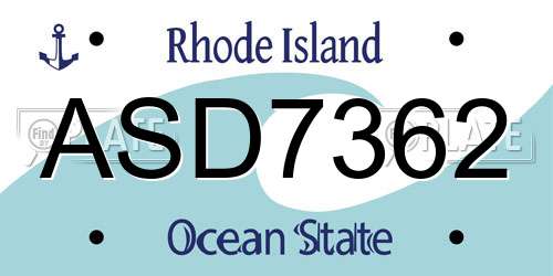 ASD7362 Rhode Island License Plate