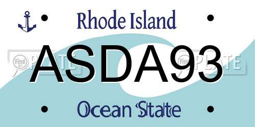 ASDA93 Rhode Island License Plate