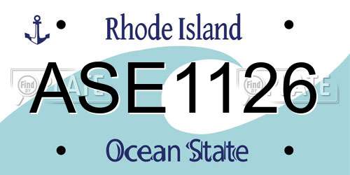 ASE1126 Rhode Island License Plate