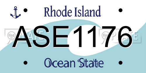 ASE1176 Rhode Island License Plate
