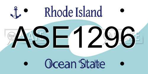 ASE1296 Rhode Island License Plate