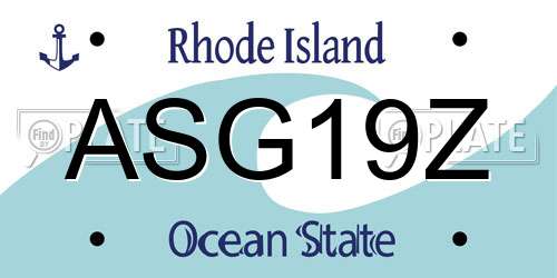 ASG19Z Rhode Island License Plate