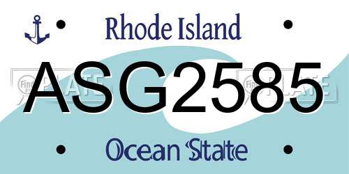 ASG2585 Rhode Island License Plate