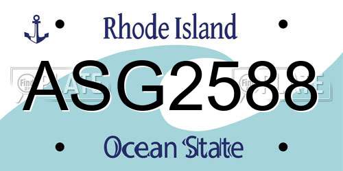 ASG2588 Rhode Island License Plate