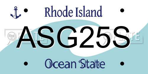 ASG25S Rhode Island License Plate