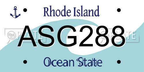ASG288 Rhode Island License Plate