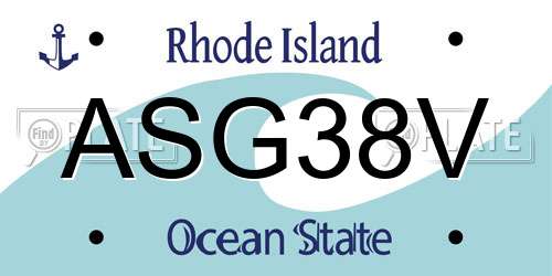 ASG38V Rhode Island License Plate