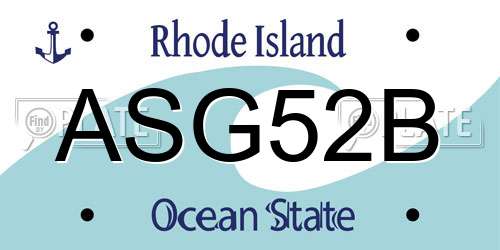 ASG52B Rhode Island License Plate