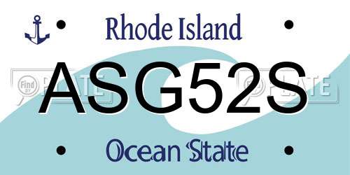 ASG52S Rhode Island License Plate