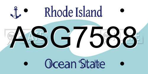 ASG7588 Rhode Island License Plate