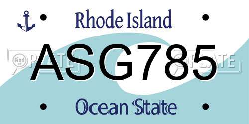ASG785 Rhode Island License Plate