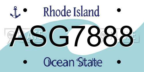 ASG7888 Rhode Island License Plate