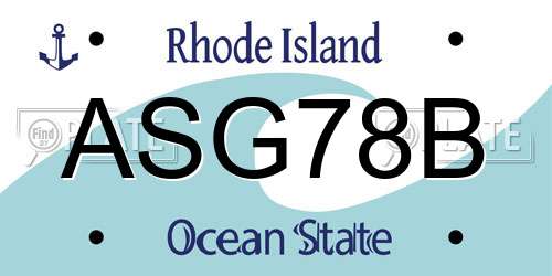 ASG78B Rhode Island License Plate
