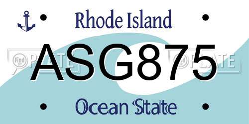 ASG875 Rhode Island License Plate