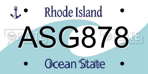 ASG878 Rhode Island License Plate