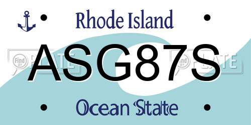 ASG87S Rhode Island License Plate