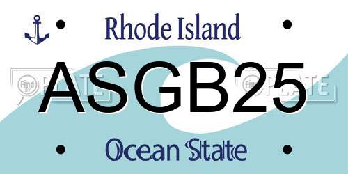 ASGB25 Rhode Island License Plate