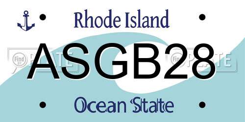 ASGB28 Rhode Island License Plate