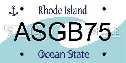 ASGB75 Rhode Island License Plate