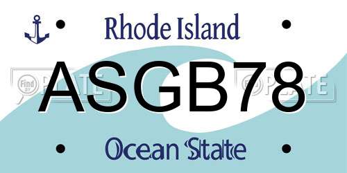 ASGB78 Rhode Island License Plate