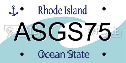 ASGS75 Rhode Island License Plate