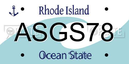 ASGS78 Rhode Island License Plate