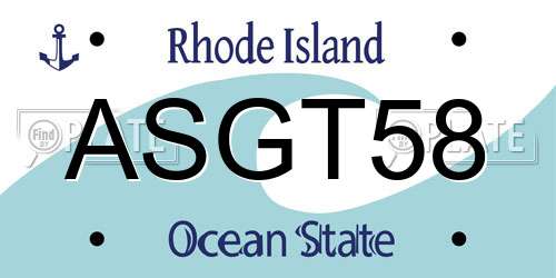 ASGT58 Rhode Island License Plate