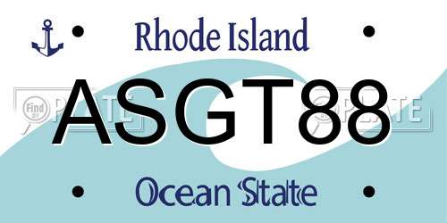 ASGT88 Rhode Island License Plate
