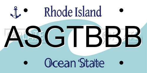 ASGTBBB Rhode Island License Plate
