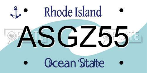 ASGZ55 Rhode Island License Plate