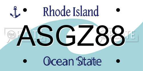 ASGZ88 Rhode Island License Plate