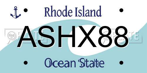 ASHX88 Rhode Island License Plate