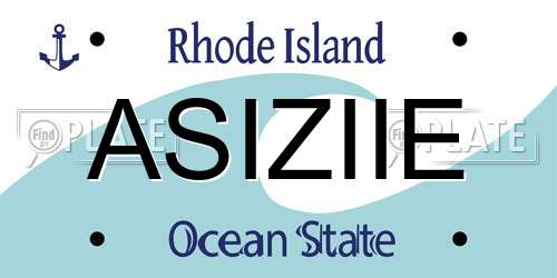 ASIZIIE Rhode Island License Plate