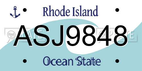 ASJ9848 Rhode Island License Plate