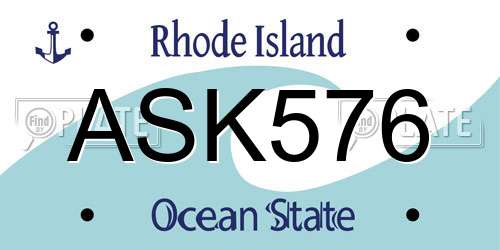 ASK576 Rhode Island License Plate