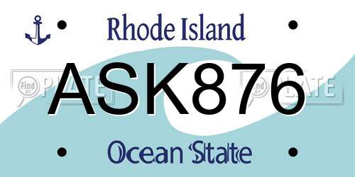 ASK876 Rhode Island License Plate