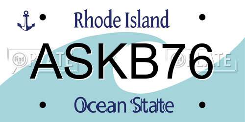 ASKB76 Rhode Island License Plate
